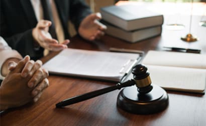 Gavel on a desk.